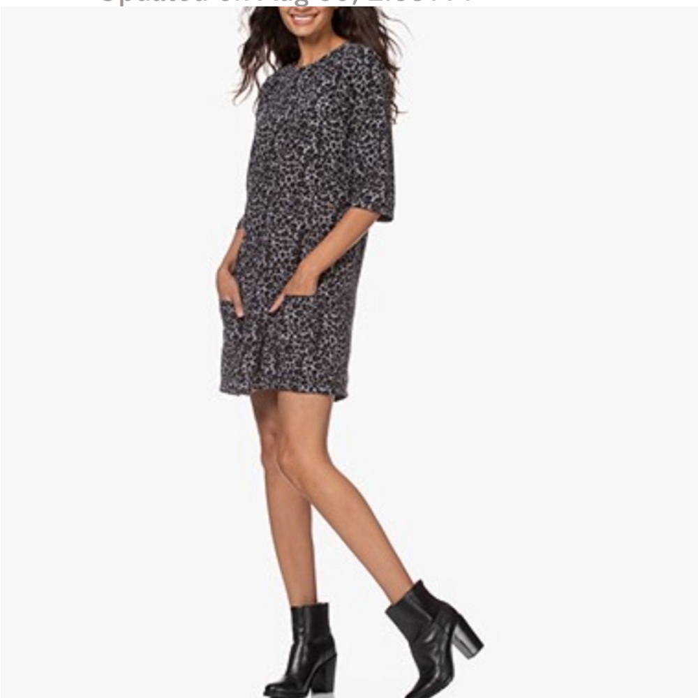 Equipment Black and Gray Long Sleeve Dress
